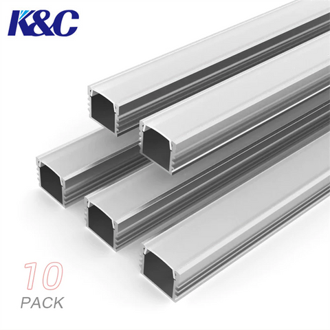 KC 10x1M 3.3ft U Shape Surface Mounted LED Strip Extrusion Channel Diffuser Cover Included