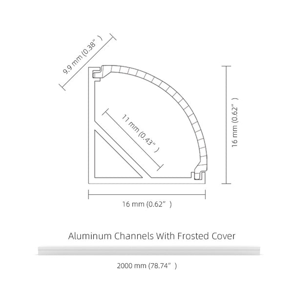 2M 6.6FT Corner LED Aluminum Channel Complete Set
