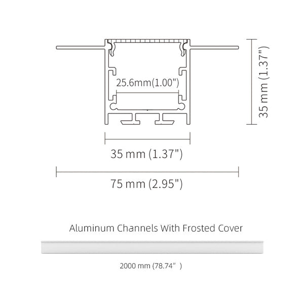 2M 6.6FT Recessed Trimless LED Profiles For Ceiling and Wall Lighting