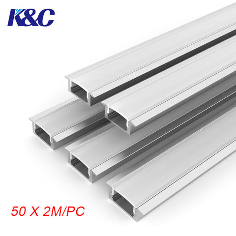 2M 6.6FT Recessed Aluminium Profile Frosted Diffuser for Max 12mm Width LED Strip
