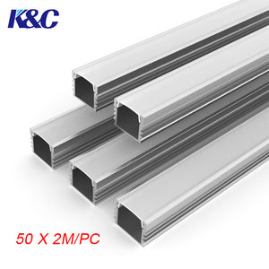 2M 6.6FT LED Aluminum Channel with Frosted PC Cover for LED Strips